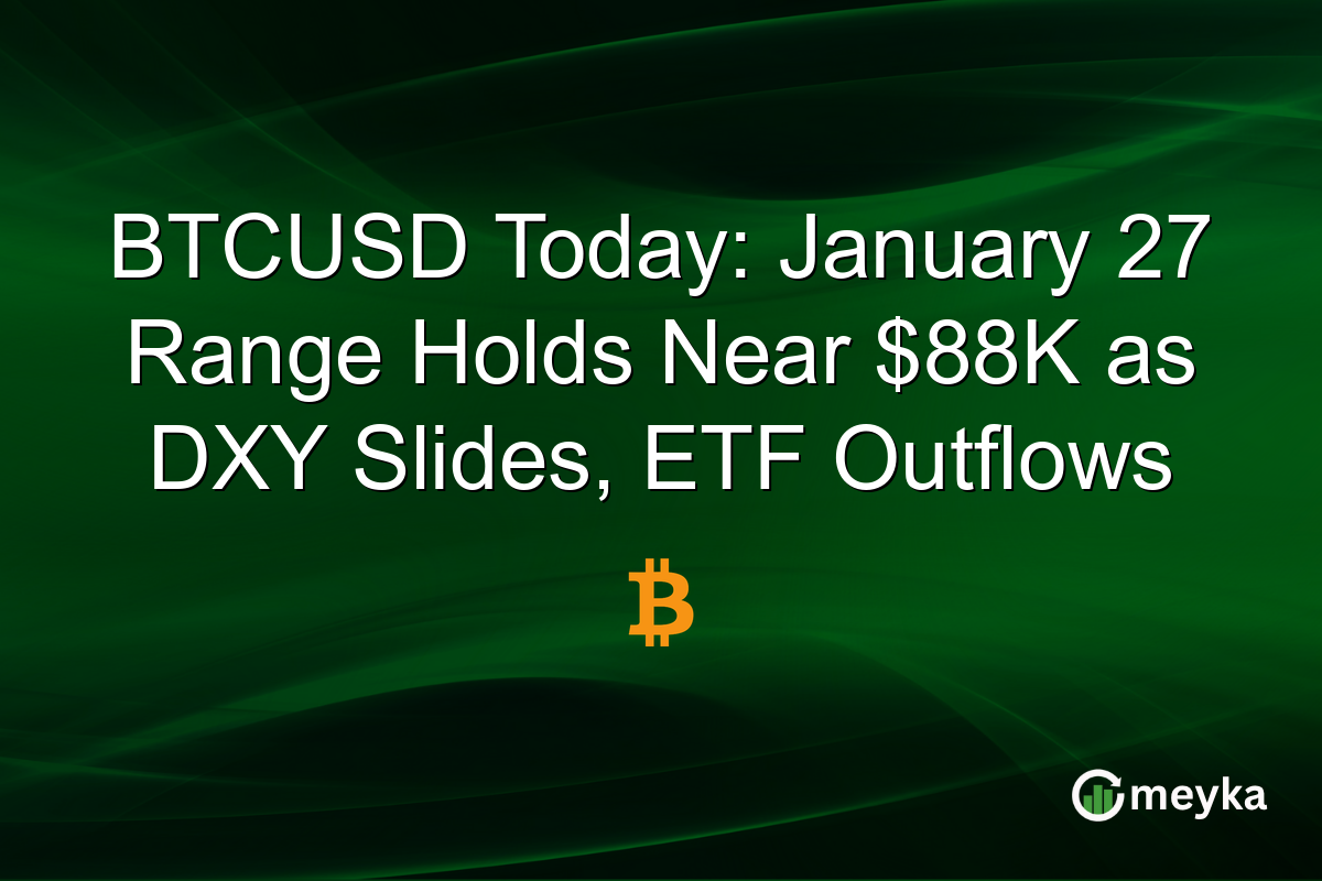 BTCUSD Today: January 27 Range Holds Near $88K as DXY Slides, ETF Outflows