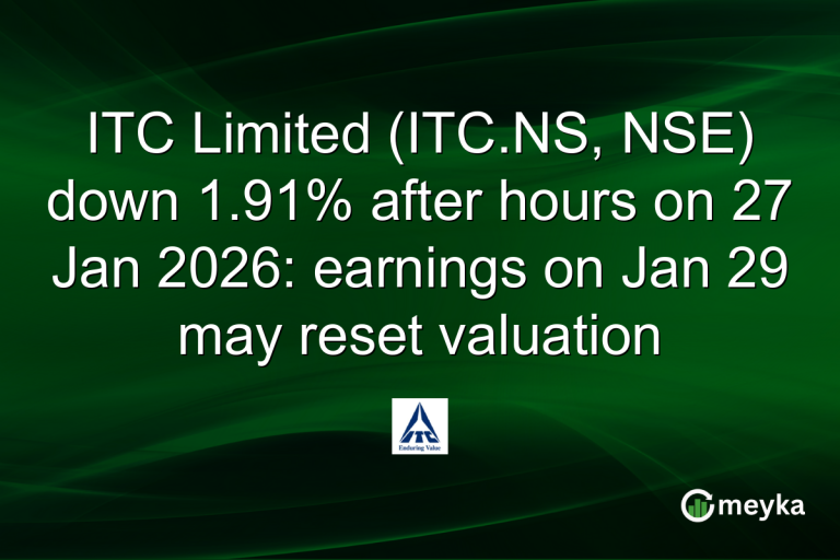ITC Limited (ITC.NS, NSE) down 1.91% after hours on 27 Jan 2026: earnings on Jan 29 may reset valuation