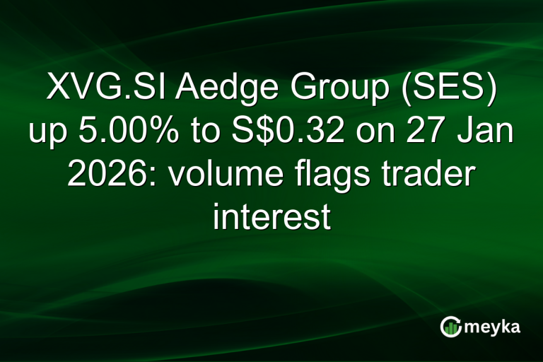 XVG.SI Aedge Group (SES) up 5.00% to S$0.32 on 27 Jan 2026: volume flags trader interest