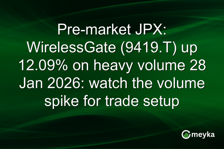 Pre-market JPX: WirelessGate (9419.T) up 12.09% on heavy volume 28 Jan 2026: watch the volume spike for trade setup