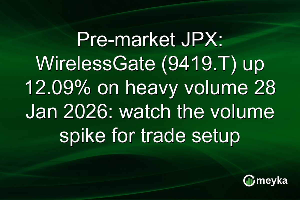 Pre-market JPX: WirelessGate (9419.T) up 12.09% on heavy volume 28 Jan 2026: watch the volume spike for trade setup