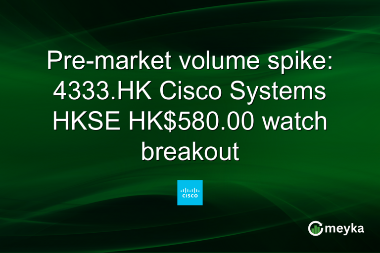 Pre-market volume spike: 4333.HK Cisco Systems HKSE HK$580.00 watch breakout