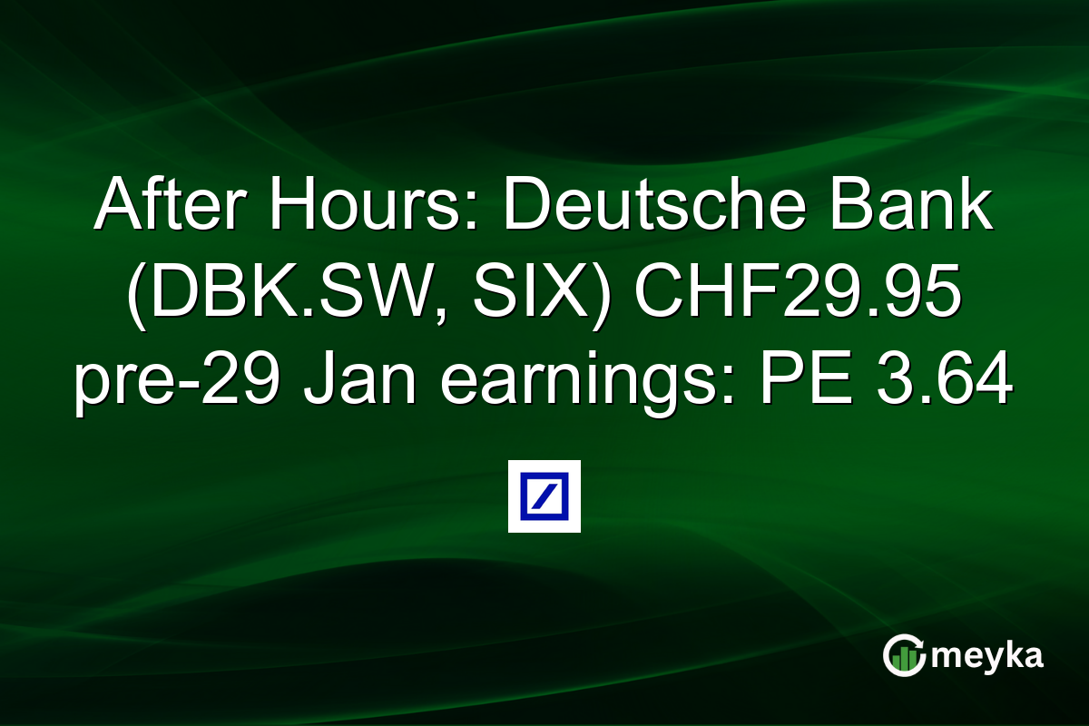 After Hours: Deutsche Bank (DBK.SW, SIX) CHF29.95 pre-29 Jan earnings: PE 3.64