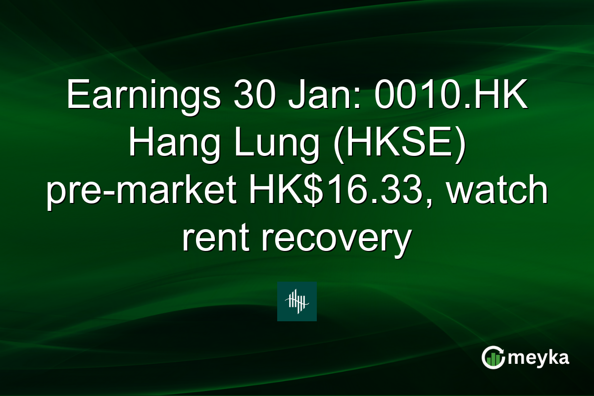 Earnings 30 Jan: 0010.HK Hang Lung (HKSE) pre-market HK$16.33, watch rent recovery