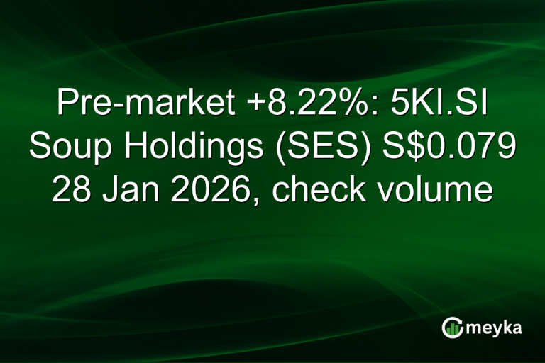 Pre-market +8.22%: 5KI.SI Soup Holdings (SES) S$0.079 28 Jan 2026, check volume