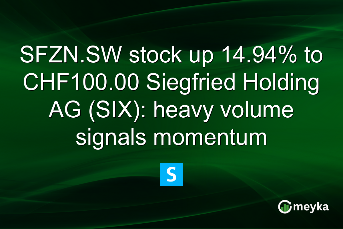 SFZN.SW stock up 14.94% to CHF100.00 Siegfried Holding AG (SIX): heavy volume signals momentum
