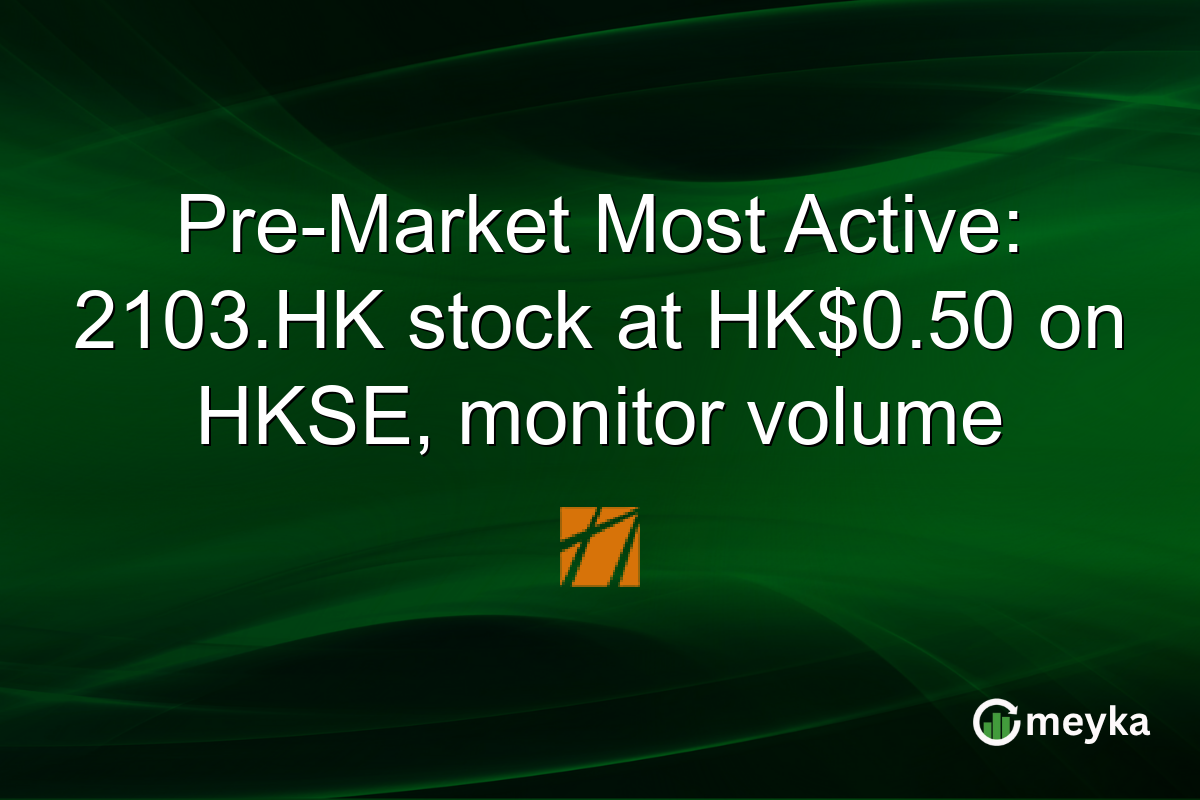 Pre-Market Most Active: 2103.HK stock at HK$0.50 on HKSE, monitor volume