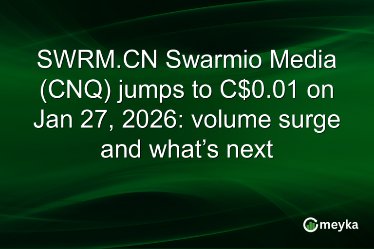 SWRM.CN Swarmio Media (CNQ) jumps to C$0.01 on Jan 27, 2026: volume surge and what’s next