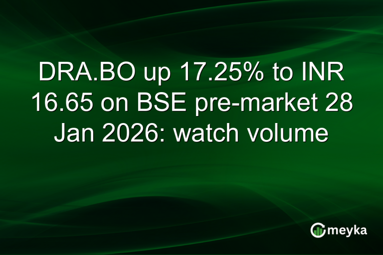 DRA.BO up 17.25% to INR 16.65 on BSE pre-market 28 Jan 2026: watch volume