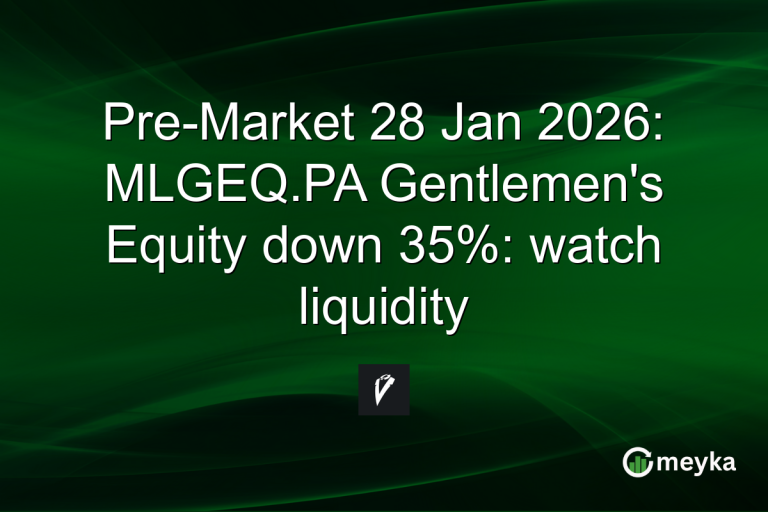 Pre-Market 28 Jan 2026: MLGEQ.PA Gentlemen's Equity down 35%: watch liquidity