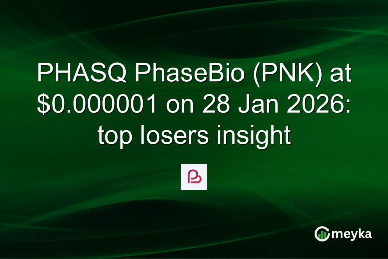 PHASQ PhaseBio (PNK) at $0.000001 on 28 Jan 2026: top losers insight