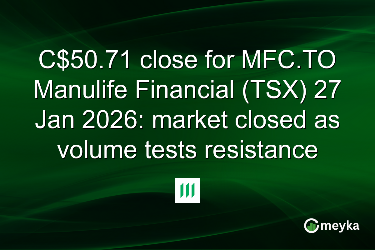 C$50.71 close for MFC.TO Manulife Financial (TSX) 27 Jan 2026: market closed as volume tests resistance