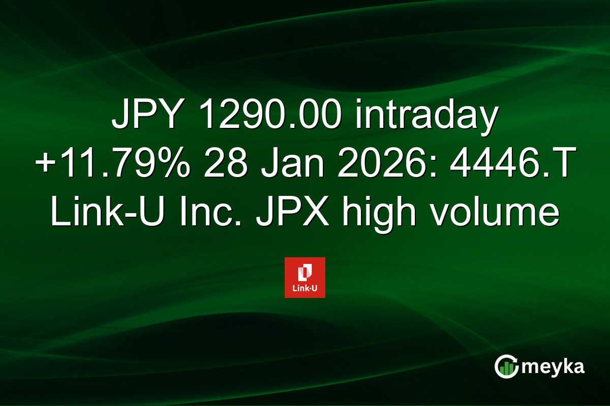 JPY 1290.00 intraday +11.79% 28 Jan 2026: 4446.T Link-U Inc. JPX high volume