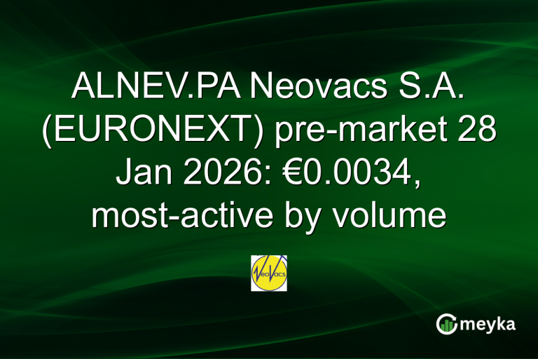 ALNEV.PA Neovacs S.A. (EURONEXT) pre-market 28 Jan 2026: €0.0034, most-active by volume
