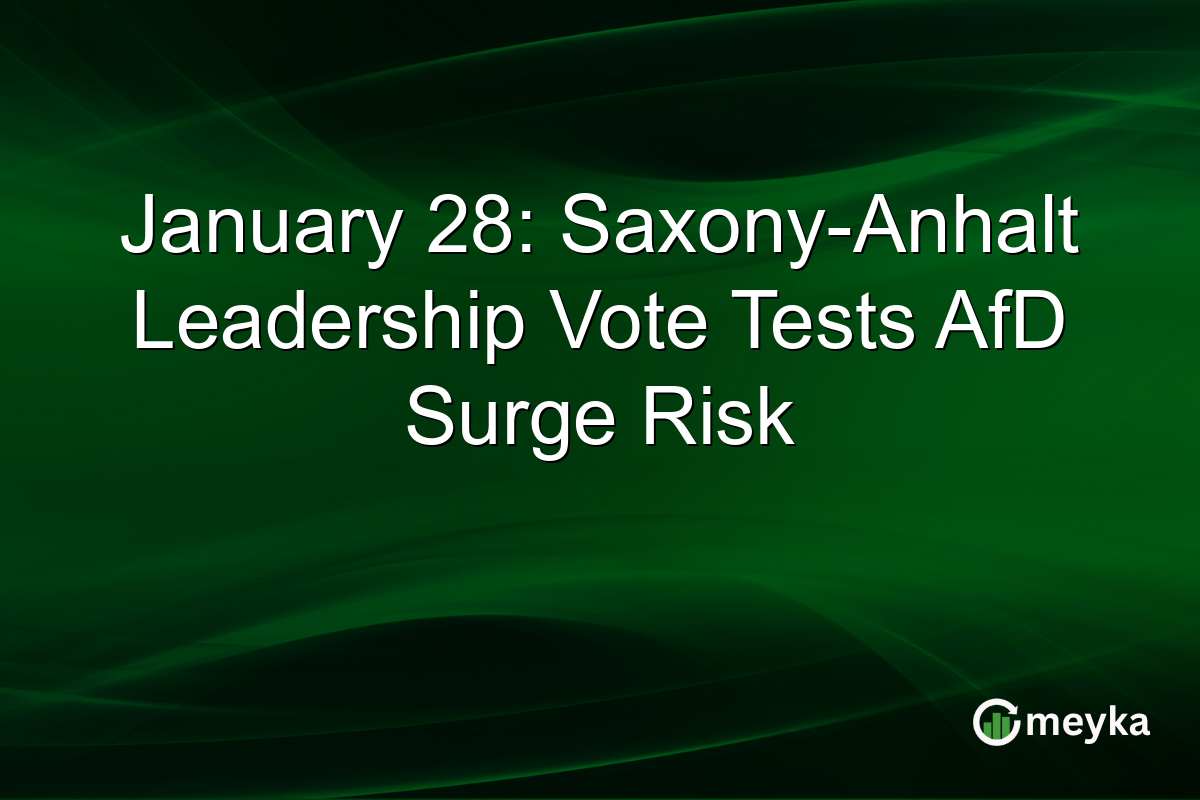 January 28: Saxony-Anhalt Leadership Vote Tests AfD Surge Risk