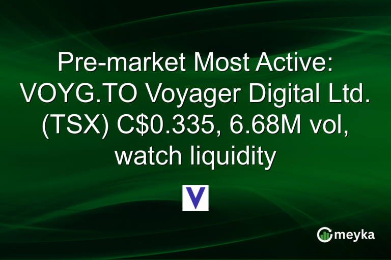 Pre-market Most Active: VOYG.TO Voyager Digital Ltd. (TSX) C$0.335, 6.68M vol, watch liquidity