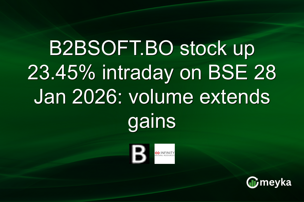 B2BSOFT.BO stock up 23.45% intraday on BSE 28 Jan 2026: volume extends gains