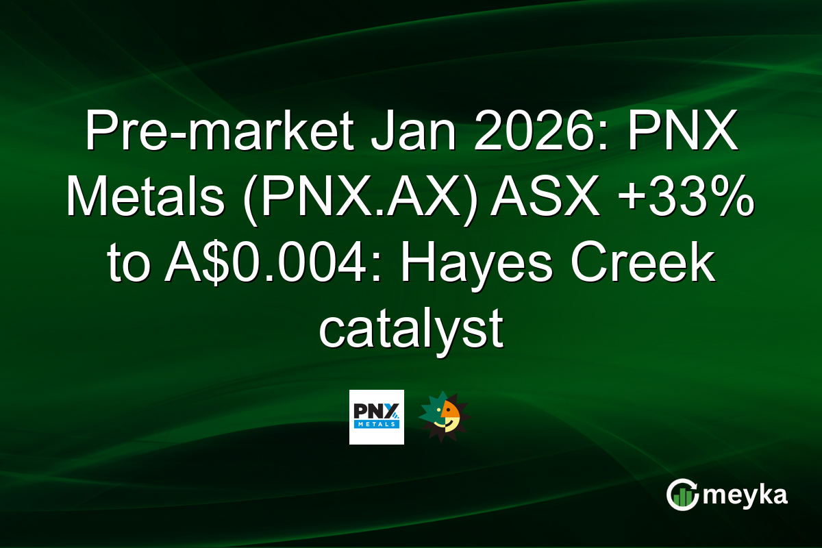 Pre-market Jan 2026: PNX Metals (PNX.AX) ASX +33% to A$0.004: Hayes Creek catalyst