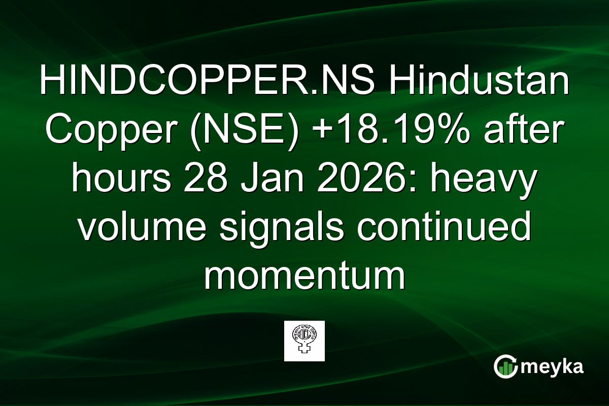 HINDCOPPER.NS Hindustan Copper (NSE) +18.19% after hours 28 Jan 2026: heavy volume signals continued momentum