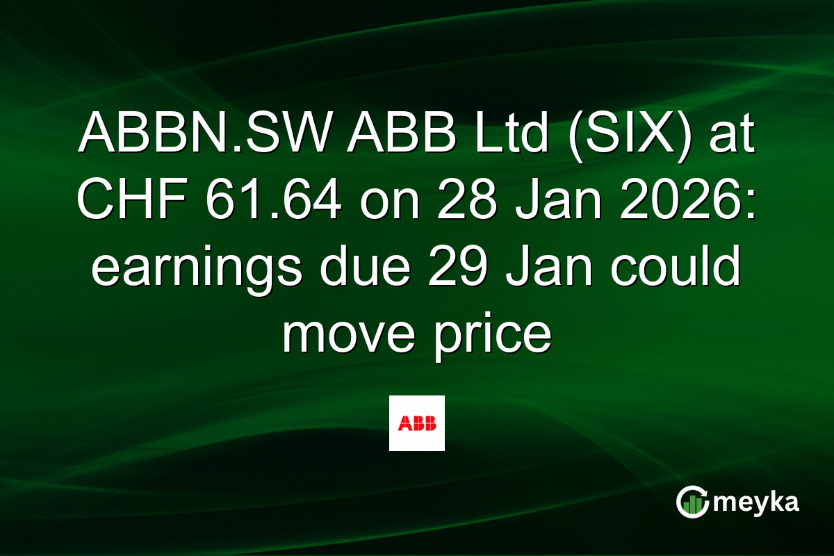 ABBN.SW ABB Ltd (SIX) at CHF 61.64 on 28 Jan 2026: earnings due 29 Jan could move price