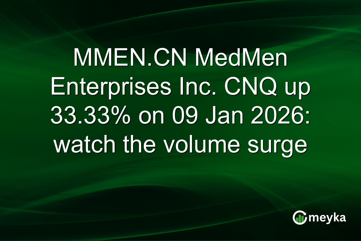 MMEN.CN MedMen Enterprises Inc. CNQ up 33.33% on 09 Jan 2026: watch the volume surge