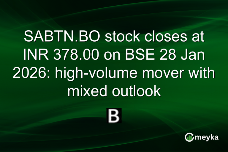 SABTN.BO stock closes at INR 378.00 on BSE 28 Jan 2026: high-volume mover with mixed outlook