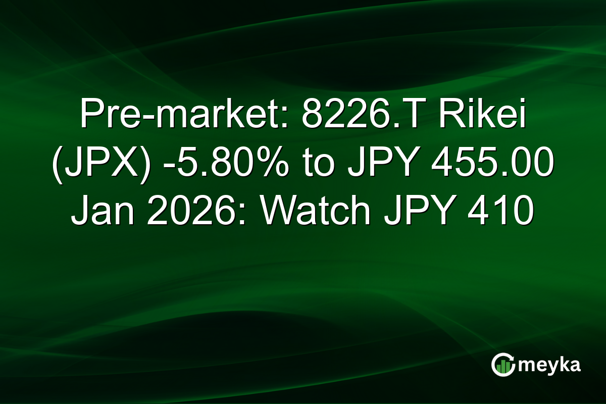 Pre-market: 8226.T Rikei (JPX) -5.80% to JPY 455.00 Jan 2026: Watch JPY 410
