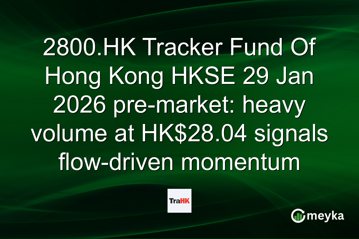 2800.HK Tracker Fund Of Hong Kong HKSE 29 Jan 2026 pre-market: heavy volume at HK$28.04 signals flow-driven momentum