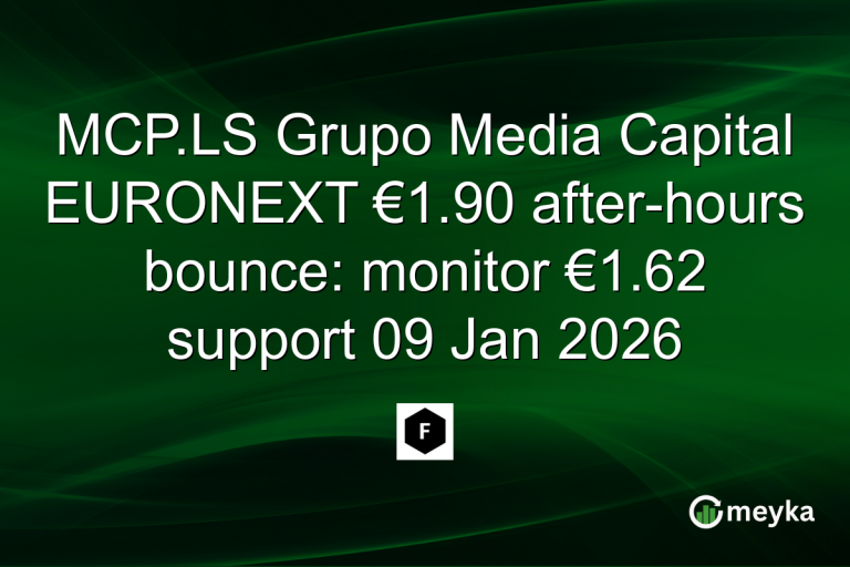 MCP.LS Grupo Media Capital EURONEXT €1.90 after-hours bounce: monitor €1.62 support 09 Jan 2026