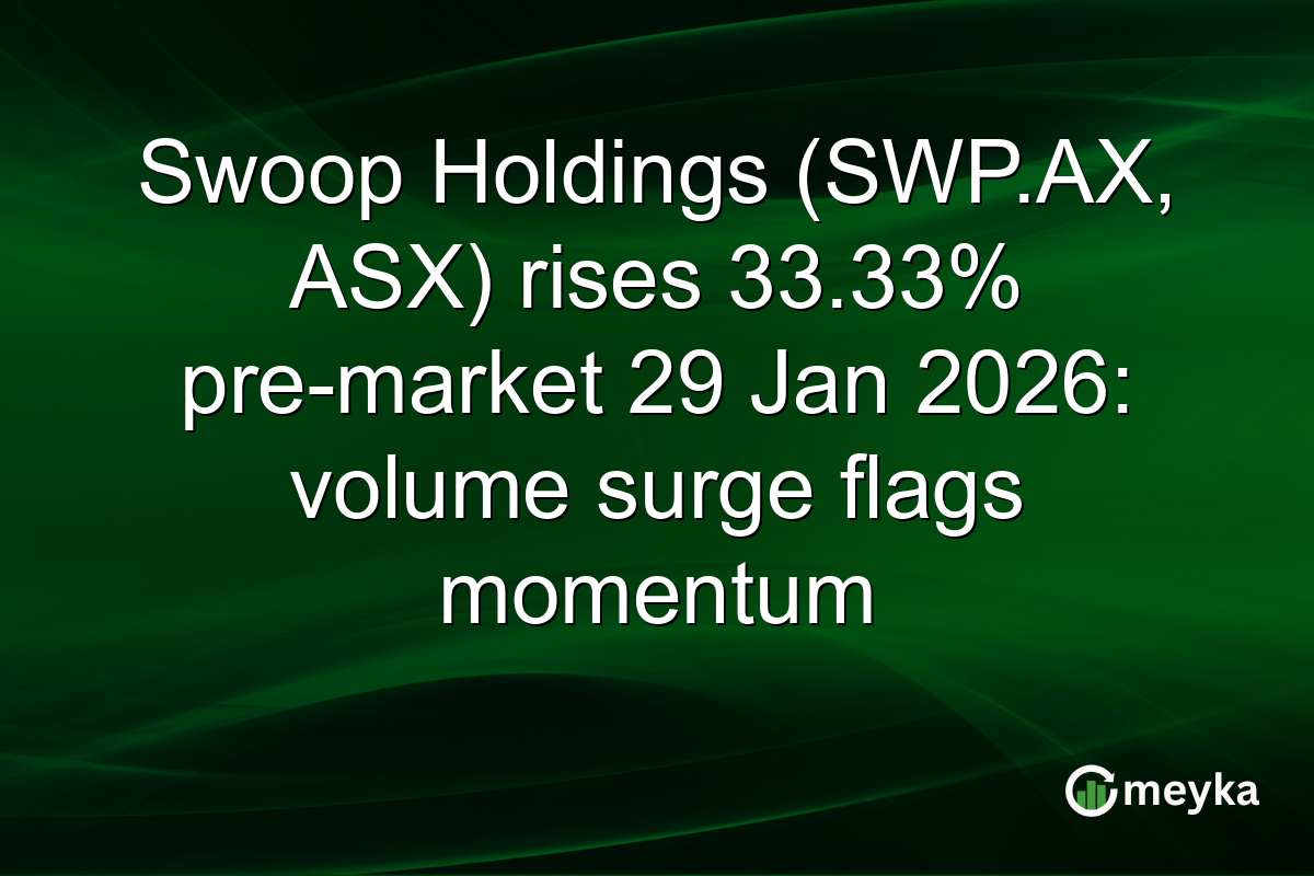 Swoop Holdings (SWP.AX, ASX) rises 33.33% pre-market 29 Jan 2026: volume surge flags momentum