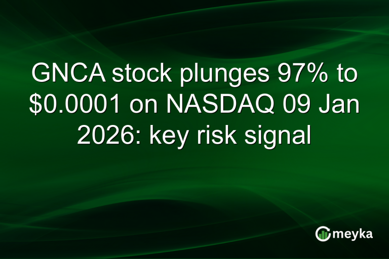 GNCA stock plunges 97% to $0.0001 on NASDAQ 09 Jan 2026: key risk signal