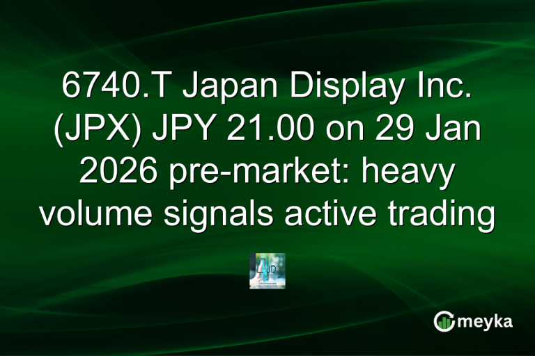 6740.T Japan Display Inc. (JPX) JPY 21.00 on 29 Jan 2026 pre-market: heavy volume signals active trading