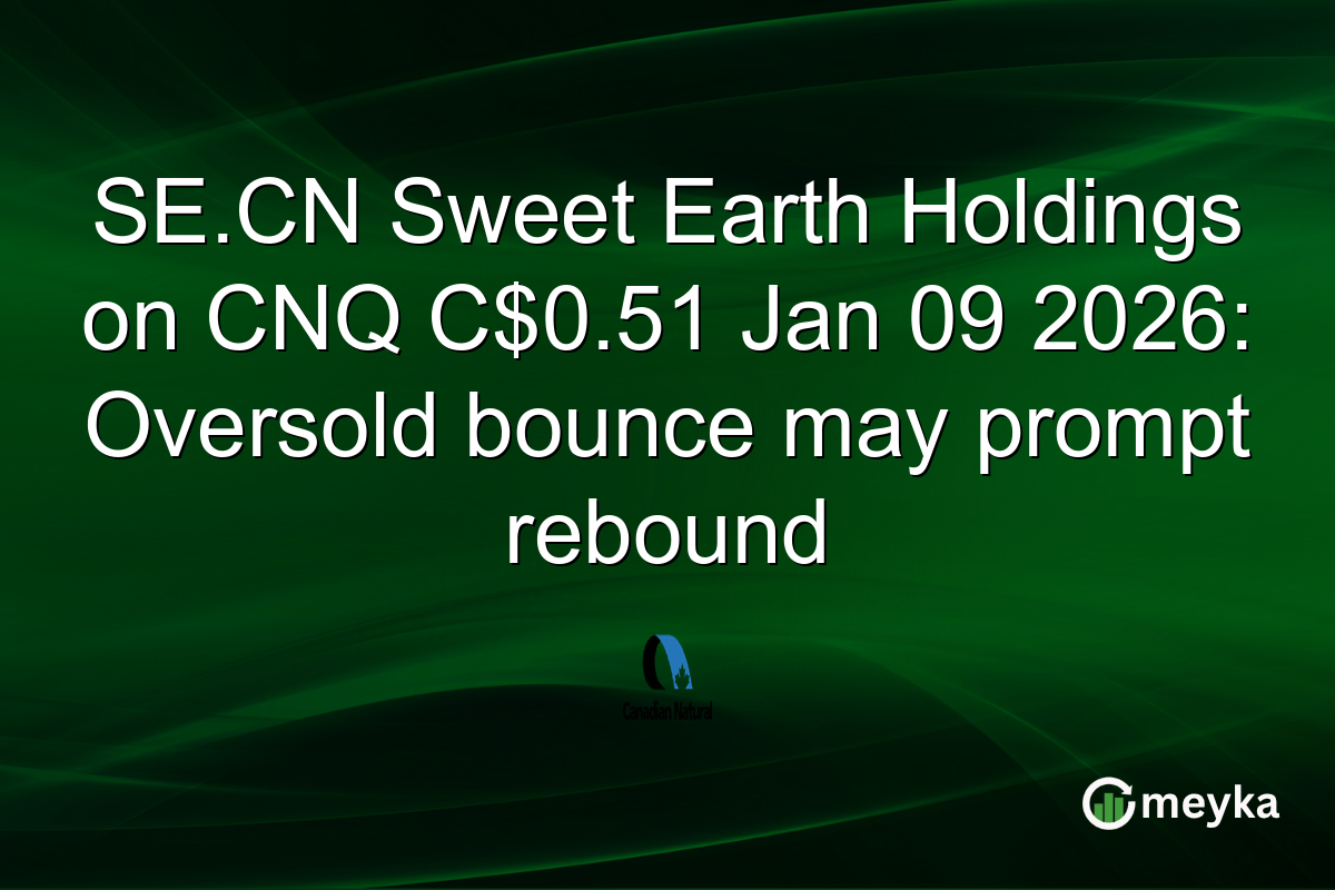SE.CN Sweet Earth Holdings on CNQ C$0.51 Jan 09 2026: Oversold bounce may prompt rebound