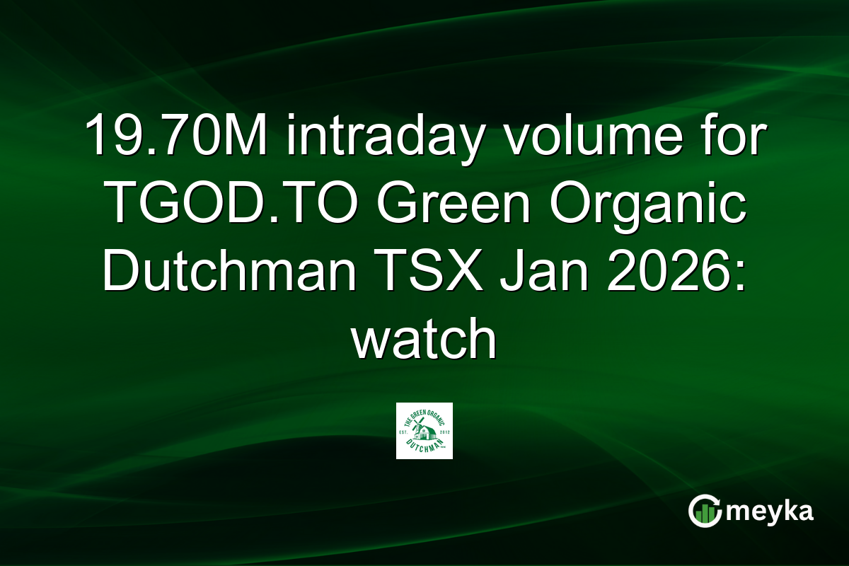 19.70M intraday volume for TGOD.TO Green Organic Dutchman TSX Jan 2026: watch