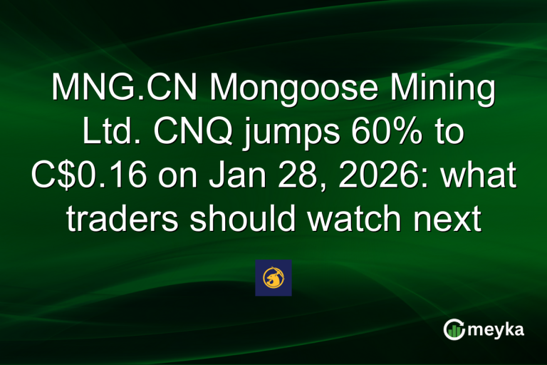 MNG.CN Mongoose Mining Ltd. CNQ jumps 60% to C$0.16 on Jan 28, 2026: what traders should watch next