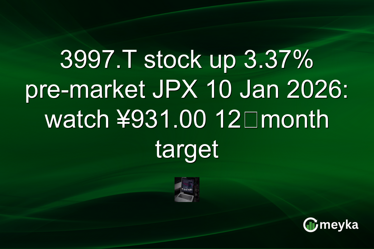 3997.T stock up 3.37% pre-market JPX 10 Jan 2026: watch ¥931.00 12‑month target