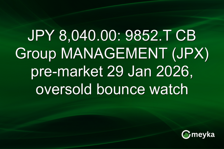 JPY 8,040.00: 9852.T CB Group MANAGEMENT (JPX) pre-market 29 Jan 2026, oversold bounce watch