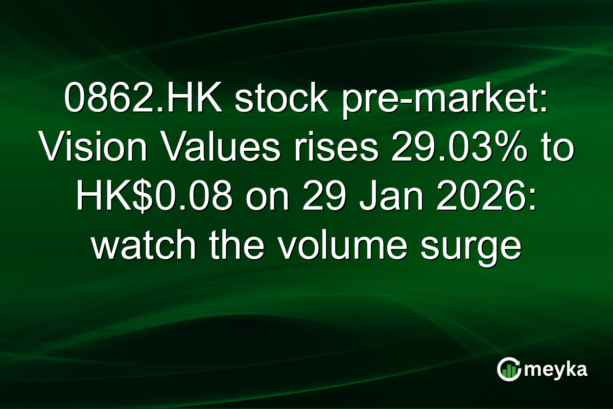 0862.HK stock pre-market: Vision Values rises 29.03% to HK$0.08 on 29 Jan 2026: watch the volume surge