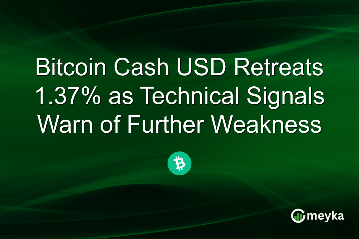 Bitcoin Cash USD Retreats 1.37% as Technical Signals Warn of Further Weakness