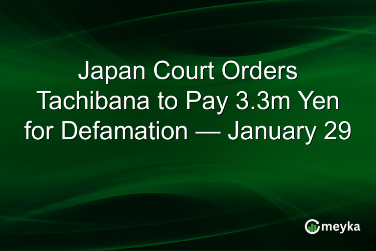 Japan Court Orders Tachibana to Pay 3.3m Yen for Defamation — January 29