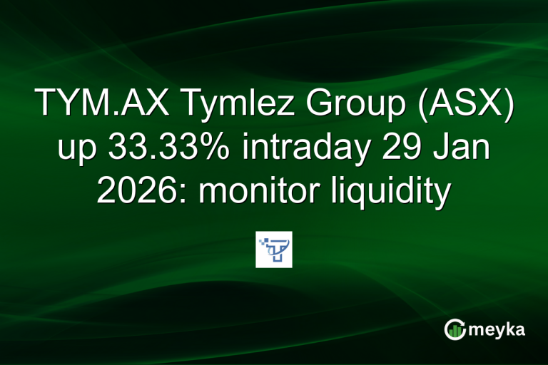TYM.AX Tymlez Group (ASX) up 33.33% intraday 29 Jan 2026: monitor liquidity