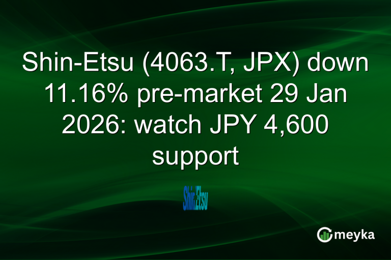 Shin-Etsu (4063.T, JPX) down 11.16% pre-market 29 Jan 2026: watch JPY 4,600 support