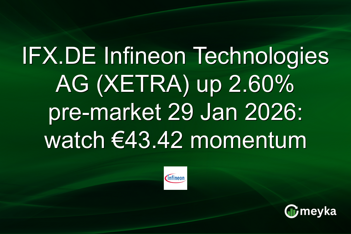 IFX.DE Infineon Technologies AG (XETRA) up 2.60% pre-market 29 Jan 2026: watch €43.42 momentum