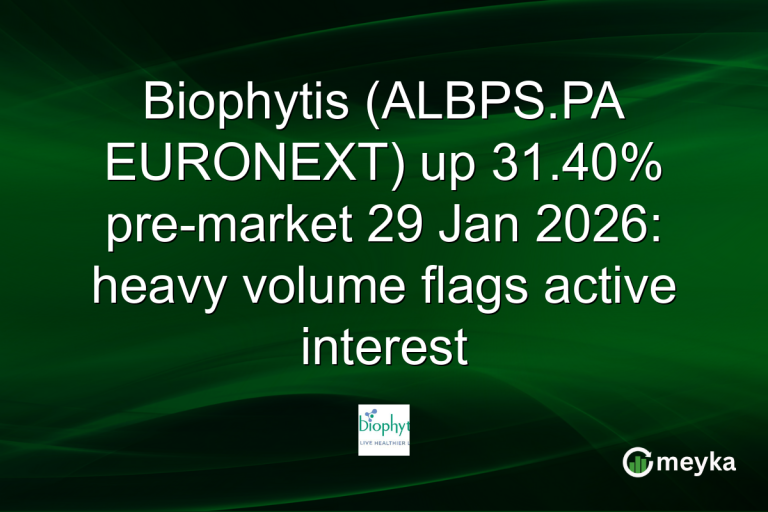 Biophytis (ALBPS.PA EURONEXT) up 31.40% pre-market 29 Jan 2026: heavy volume flags active interest