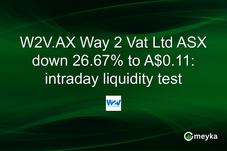 W2V.AX Way 2 Vat Ltd ASX down 26.67% to A$0.11: intraday liquidity test