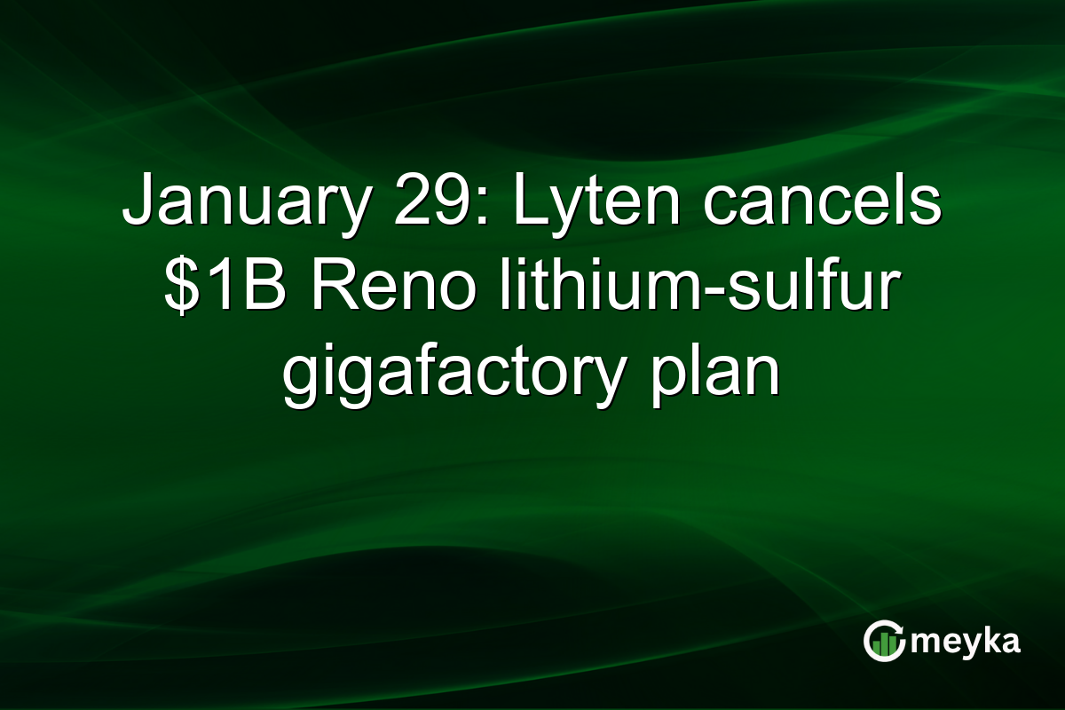 January 29: Lyten cancels $1B Reno lithium-sulfur gigafactory plan