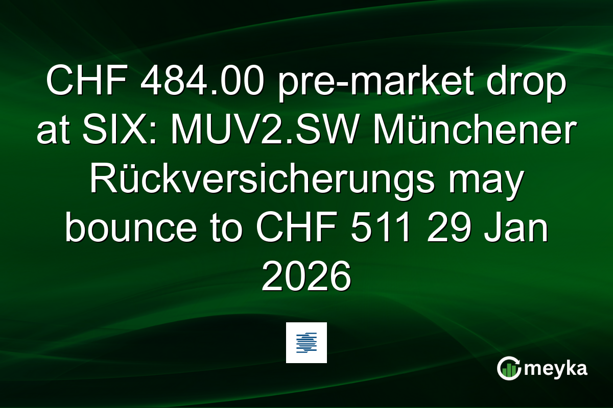 CHF 484.00 pre-market drop at SIX: MUV2.SW Münchener Rückversicherungs may bounce to CHF 511 29 Jan 2026
