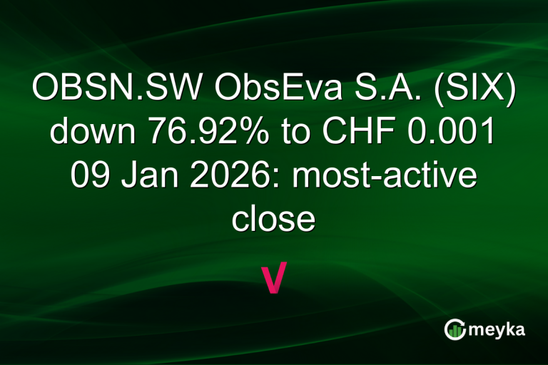 OBSN.SW ObsEva S.A. (SIX) down 76.92% to CHF 0.001 09 Jan 2026: most-active close