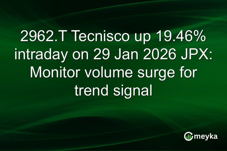 2962.T Tecnisco up 19.46% intraday on 29 Jan 2026 JPX: Monitor volume surge for trend signal