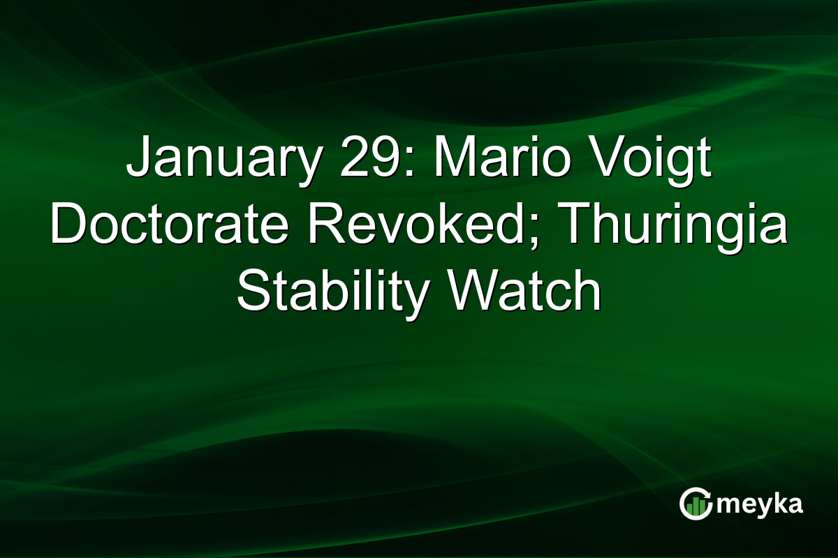 January 29: Mario Voigt Doctorate Revoked; Thuringia Stability Watch